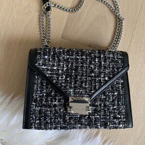 Michael Kors Whitney Large Tweed Shoulder Bag Black - 35F4SWHL6C